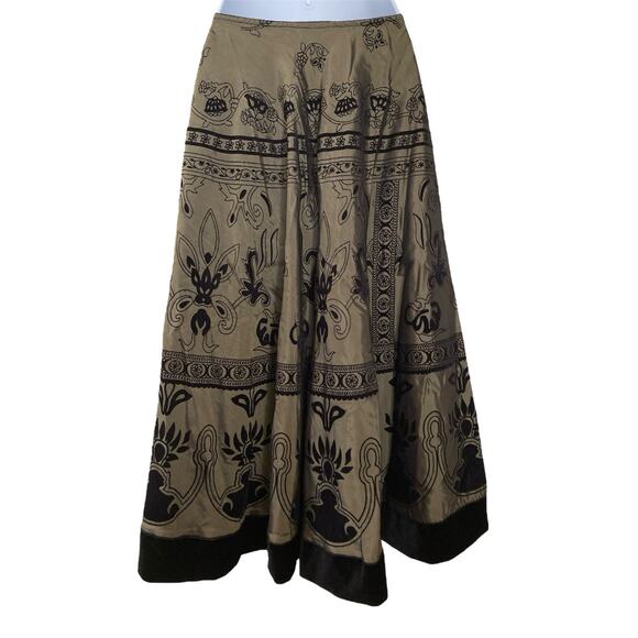 Vintage J.B.S. 90s Y2k Olive Black Velvet Romantic Preppy Goth Boho Skirt S/4 - Picture 5 of 6